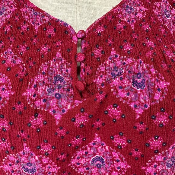 Magnolia Grace Top Womens 2X Sleeveless Floral Print Red Pink Rayon - Picture 4 of 8